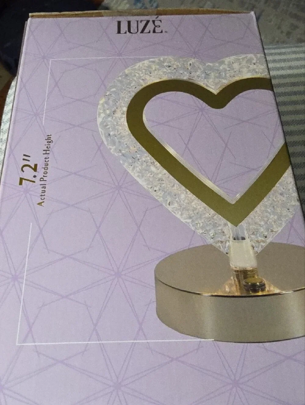 Lumilove Crystal Heart Desk Lamp - Gold Accent